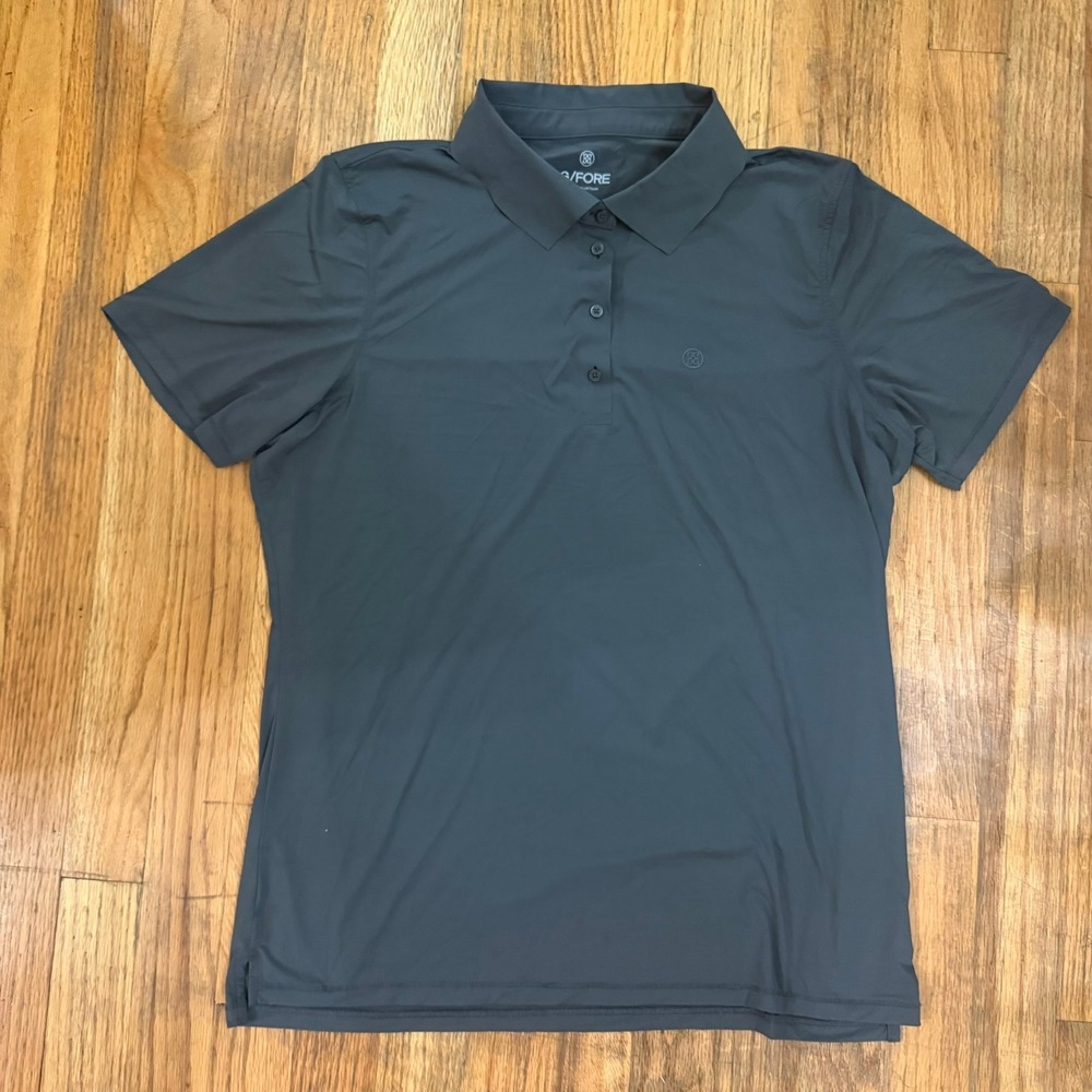 G/FORE Womens Golf Polo Shirt Size L Charcoal Grey Tech Nylon Burning Tree Club